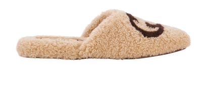 Gucci Interlocking G Shearling Flat Slippers, front view