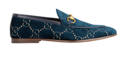 Gucci Jordaan Loafers, Mens, Velvet/Leather, Blue, UK 7.5, B/DB, 4*