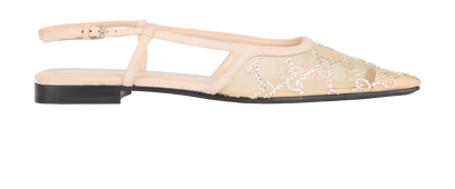 Gucci Embellished GG Slingback Flats, &pound;350, Shoes, Cream, Mesh/Suede, Front view