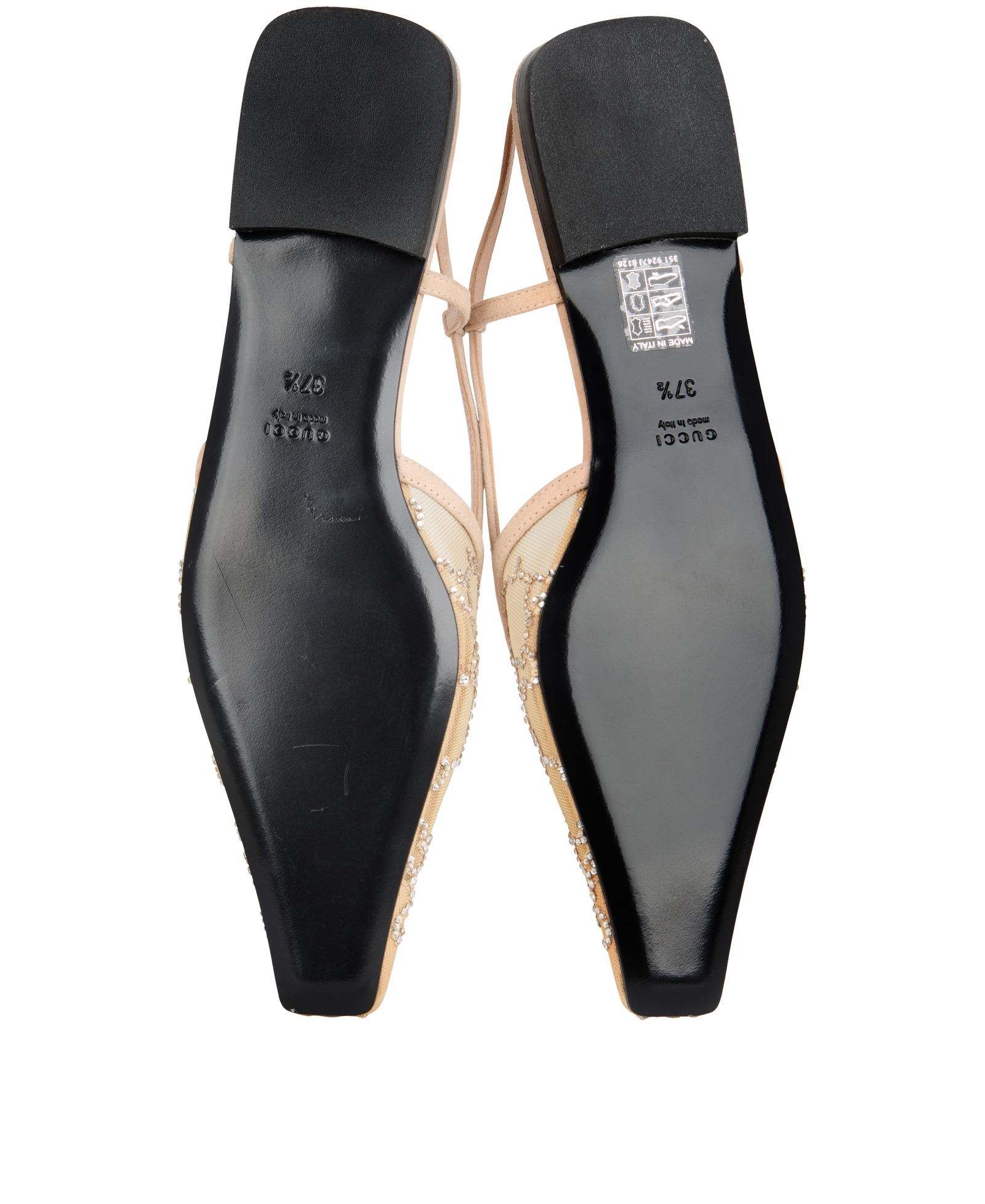 Gucci Embellished GG Slingback Flats, &pound;350, Shoes, Cream, Mesh/Suede, Top view