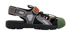 Gucci Tinsel Sports Sandals, Fabric, Black/Green, UK5, DB/B, 3*
