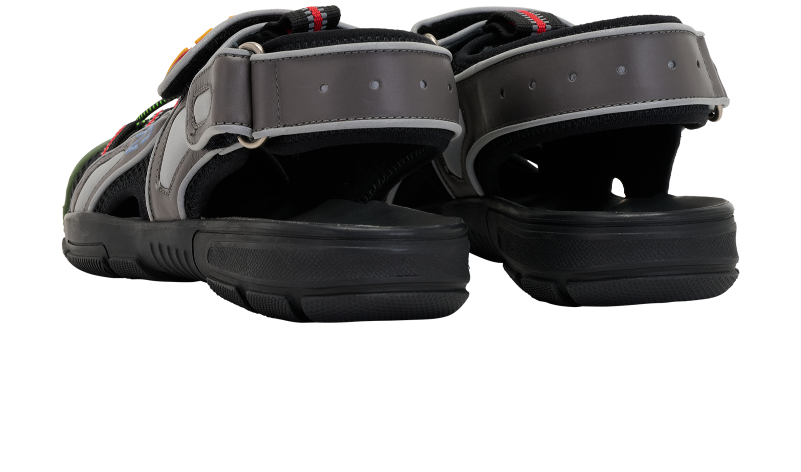 Gucci Tinsel Sports Sandals, &pound;350, Shoes, Black/Green, Fabric, Back view