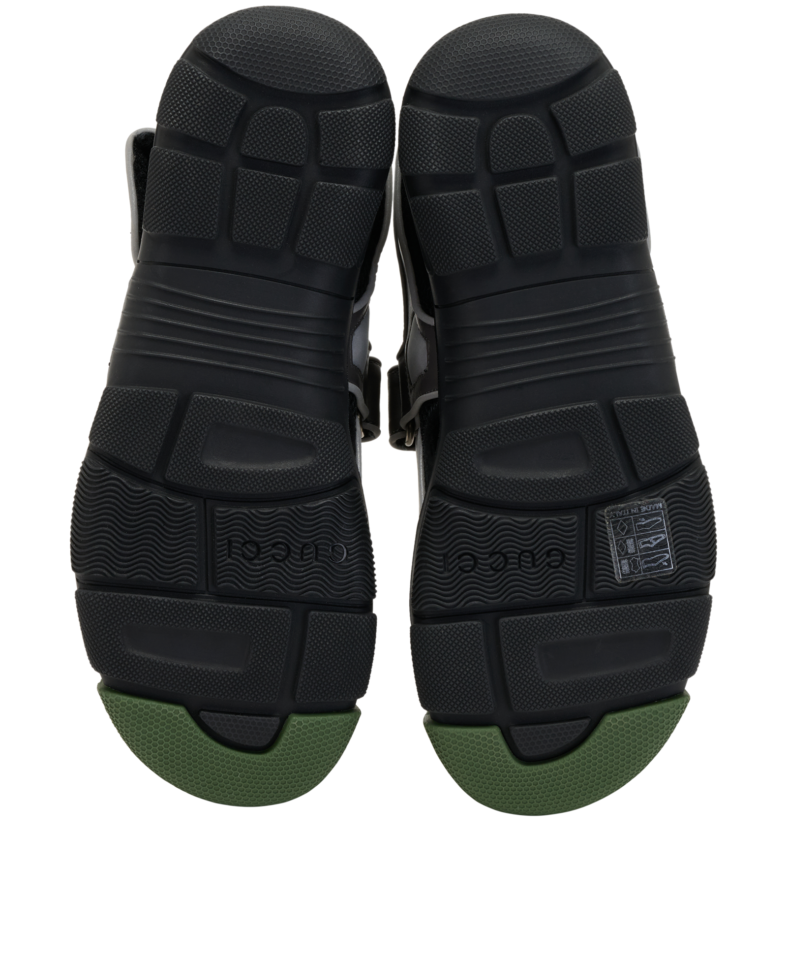 Gucci Tinsel Sports Sandals, &pound;350, Shoes, Black/Green, Fabric, Top view