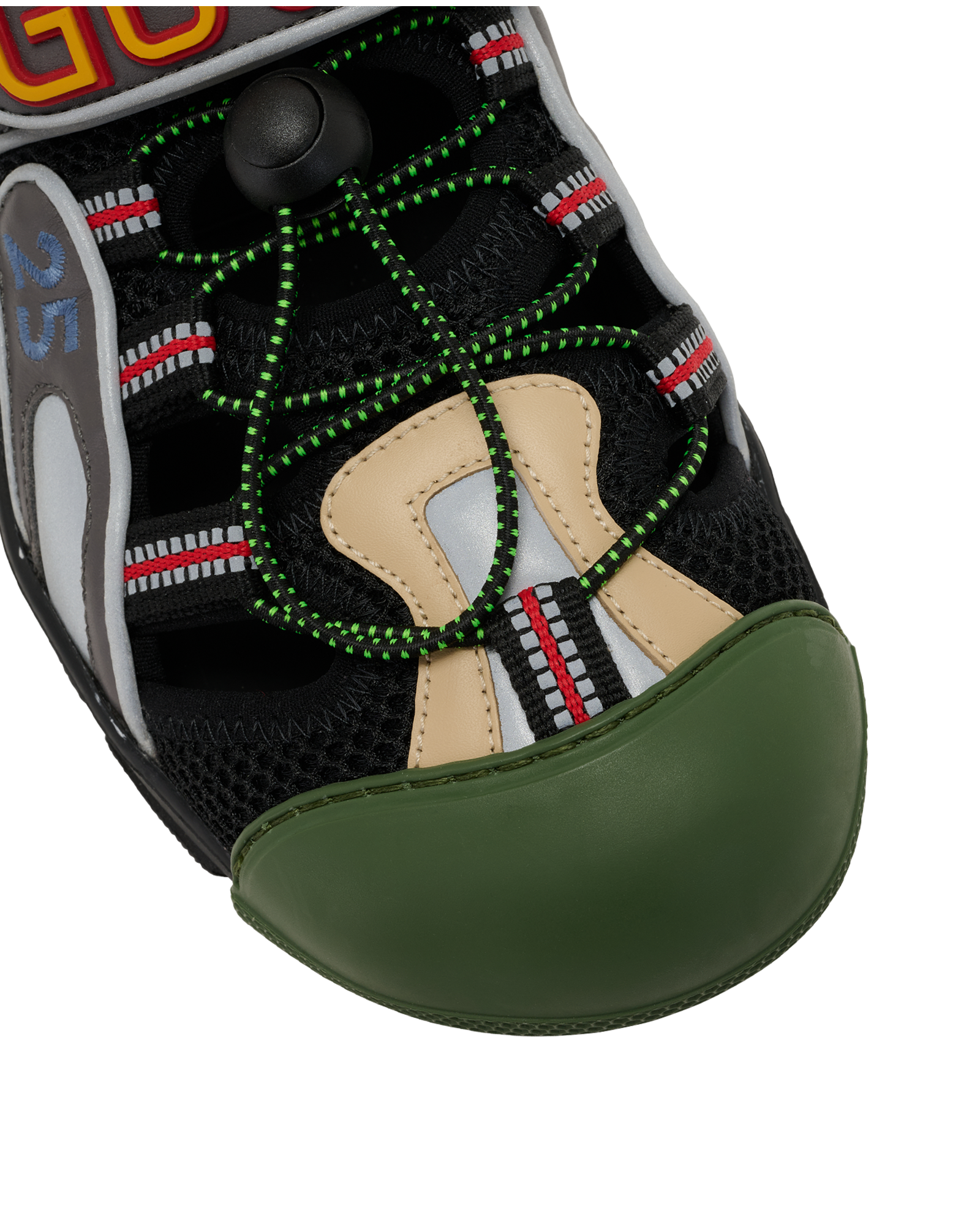 Gucci Tinsel Sports Sandals, &pound;350, Shoes, Black/Green, Fabric, Other view