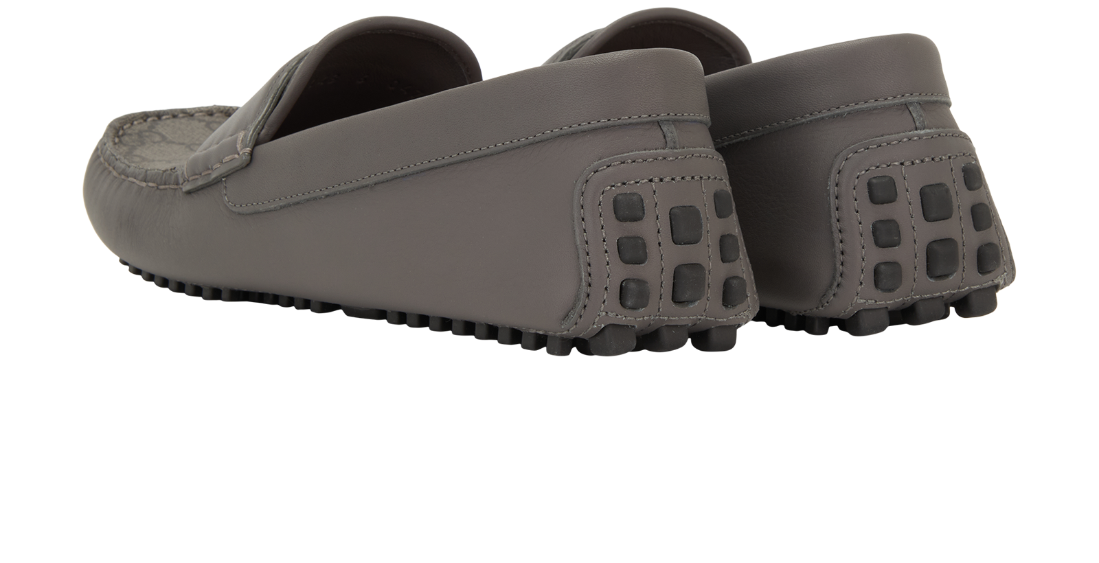Gucci Driver Loafers, &pound;320, Shoes, Grey, Canvas/Leather, Back view