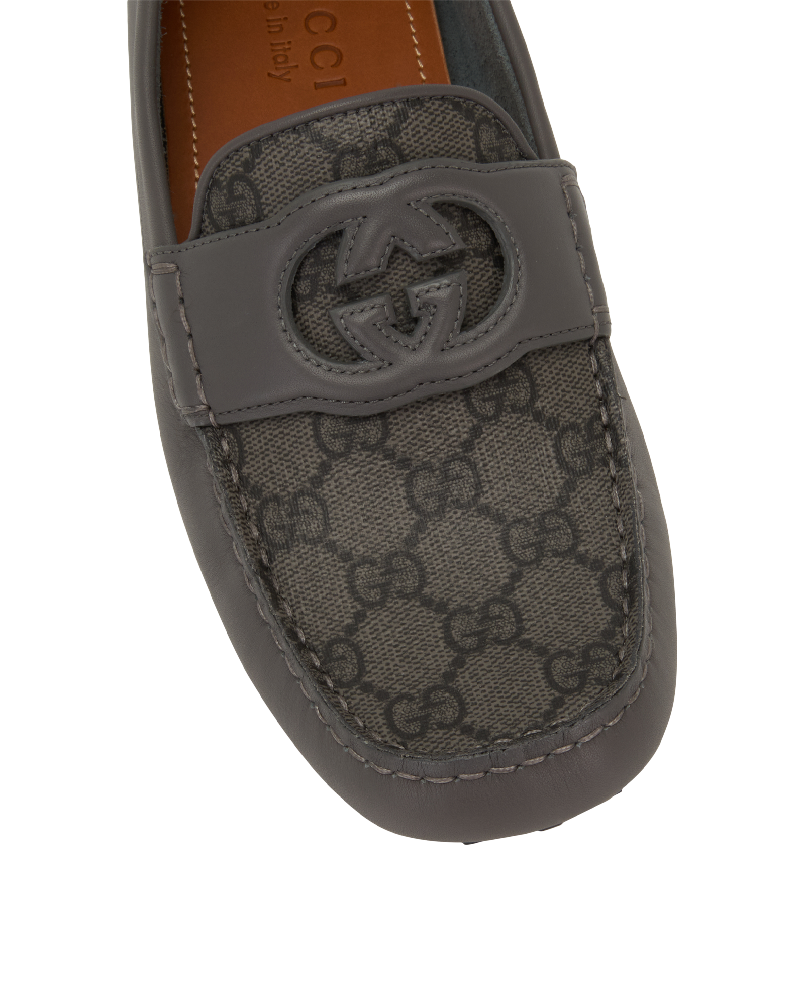 Gucci Driver Loafers, &pound;320, Shoes, Grey, Canvas/Leather, Other view