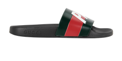 Gucci X Palace Web Slides, Rubber, Black, UK 5, B/DB, 3*