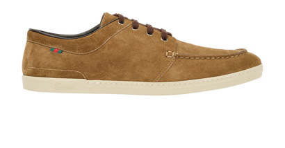 Gucci Softy Tek Lace Up Shoes, &pound;250, Shoes, Brown, Suede, Front view