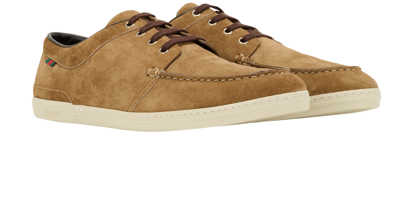 Gucci Softy Tek Lace Up Shoes, &pound;250, Shoes, Brown, Suede, Side view