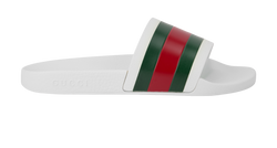 Gucci Web Slide Sandals, Mens, Rubber, White, UK10, DB/B, 2*