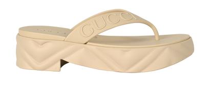 Gucci Logo Thong Platform Sandals, &pound;150, Shoes, Cream, Rubber, Front view