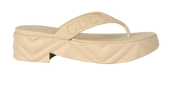 Gucci Logo Thong Platform Sandals, Rubber, Cream, UK 4, D/B, 3*