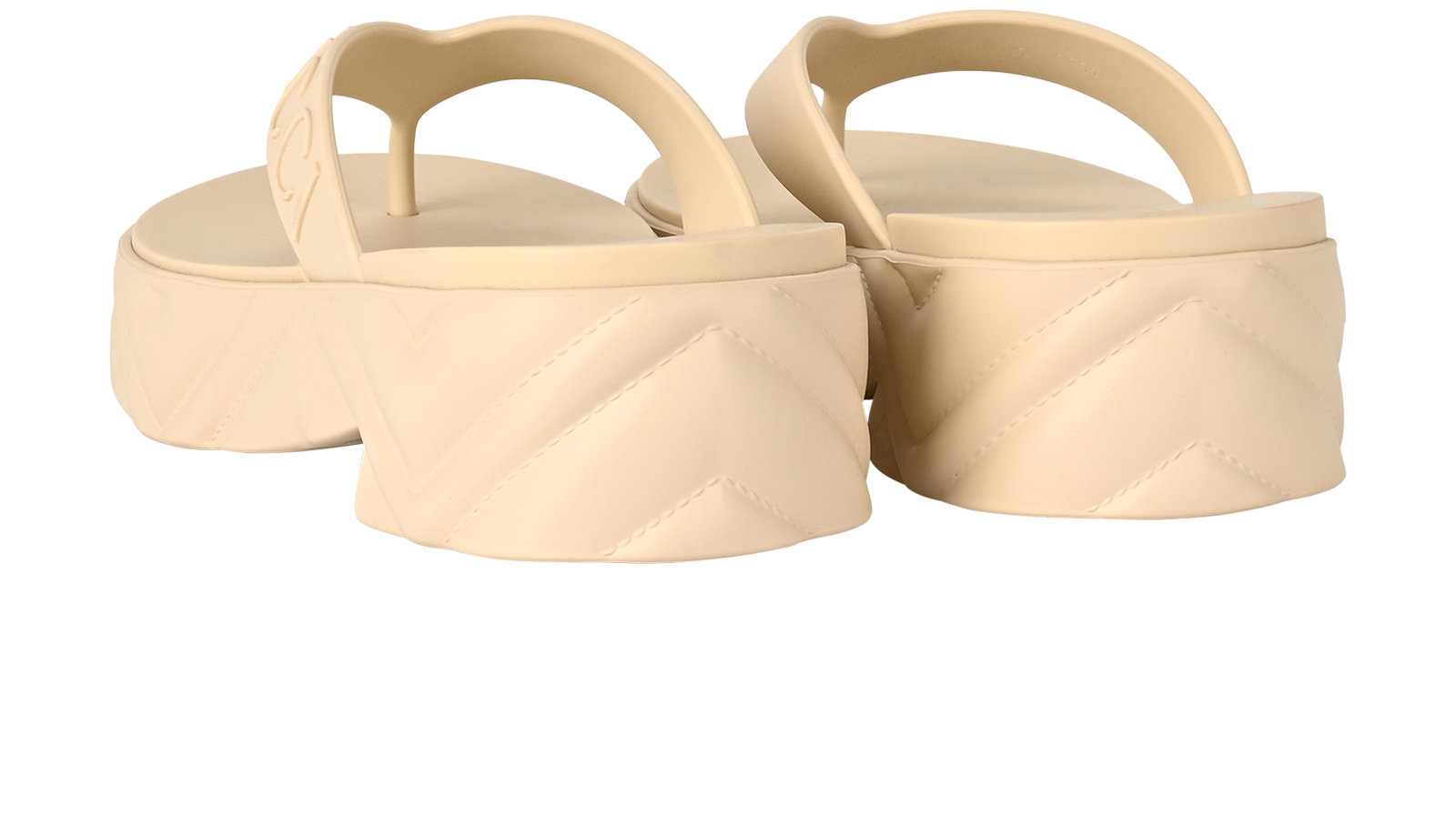Gucci Logo Thong Platform Sandals, &pound;150, Shoes, Cream, Rubber, Back view