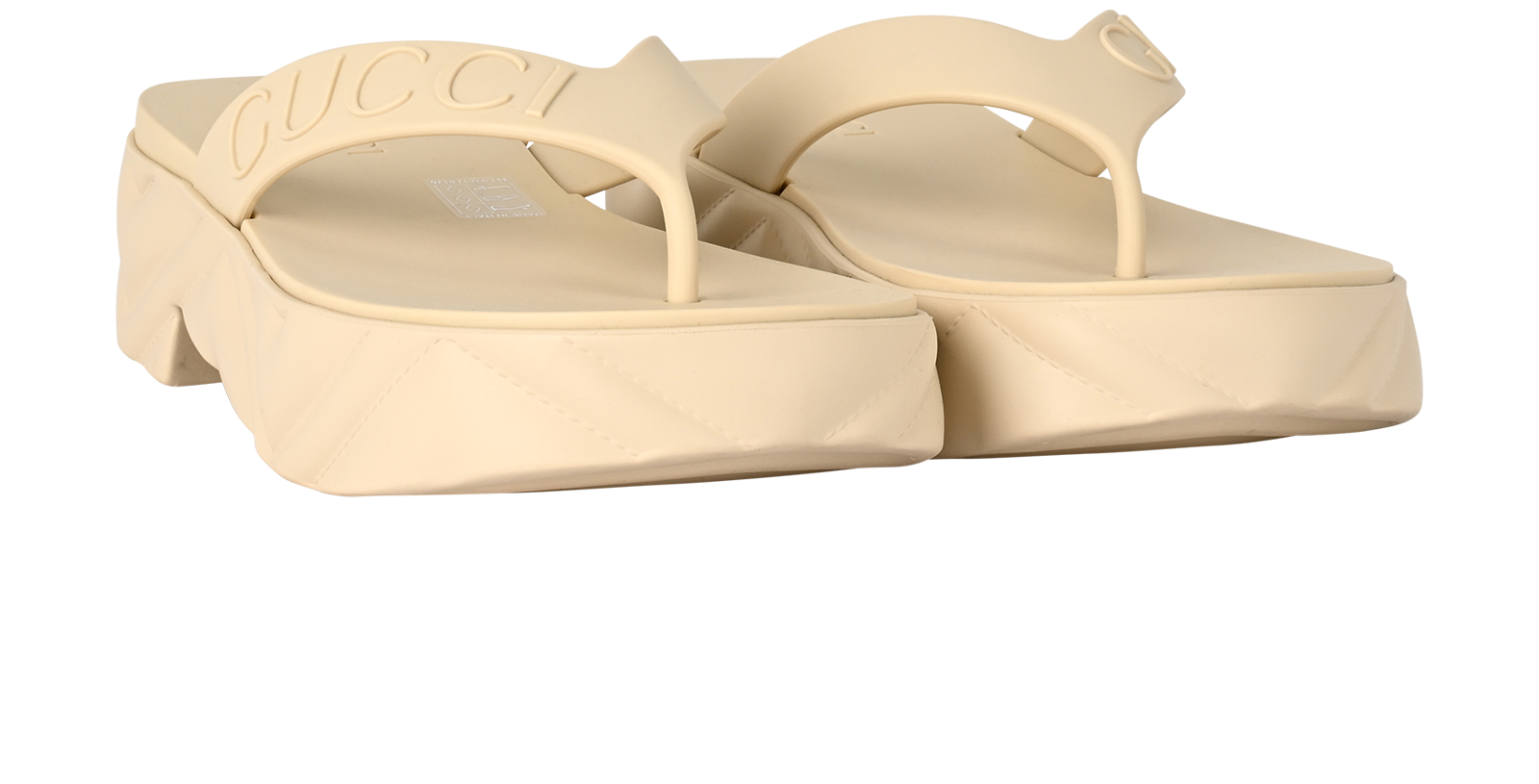 Gucci Logo Thong Platform Sandals, &pound;150, Shoes, Cream, Rubber, Side view