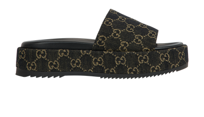 Gucci Flatform Monogram Sliders, front view