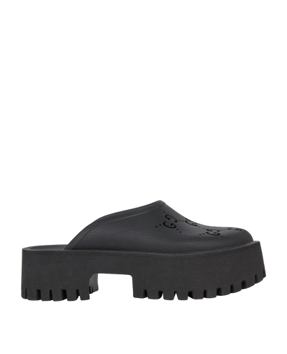 Gucci Elea Perforated GG Platforms, &pound;325, Shoes, Black, Rubber, Front view