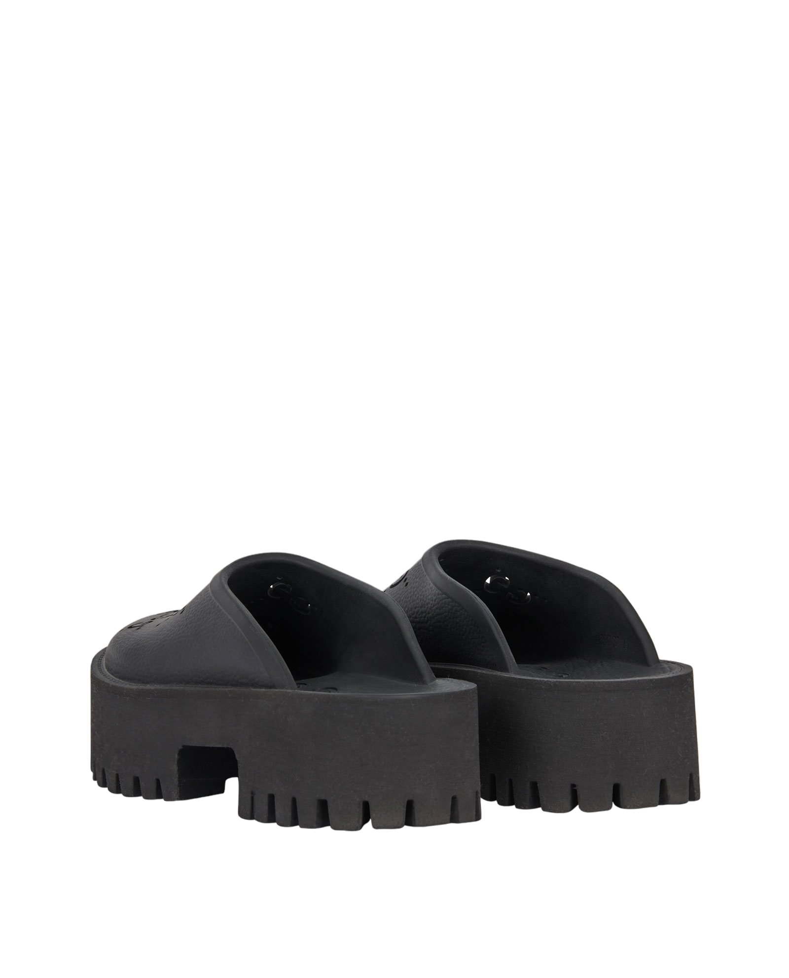 Gucci Elea Perforated GG Platforms, &pound;325, Shoes, Black, Rubber, Back view