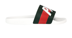 Gucci Palace Web Slides,Men, Rubber, White/Green, UK10, DB/B, 3*