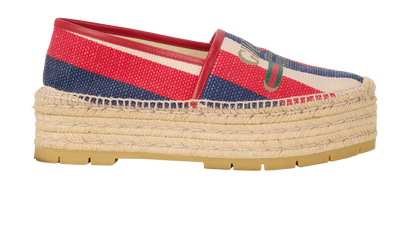 Gucci Sylvie Espadrilles, &pound;250, Shoes, Blue/Red, Canvas, Front view