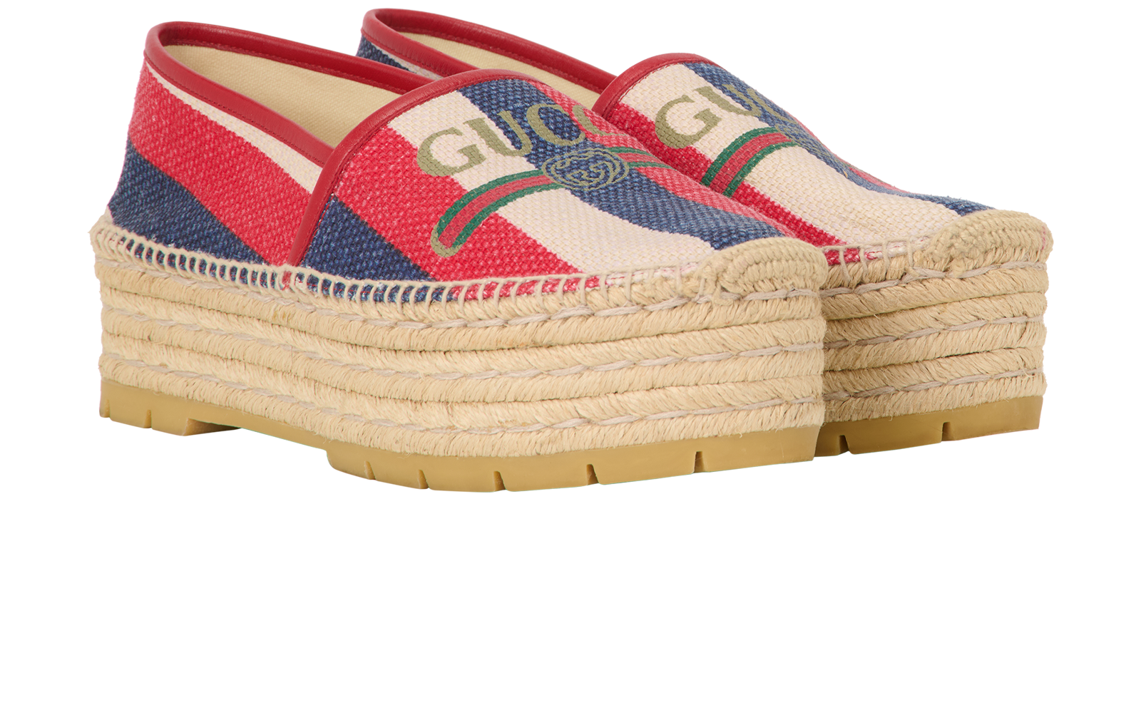 Gucci Sylvie Espadrilles, &pound;250, Shoes, Blue/Red, Canvas, Side view
