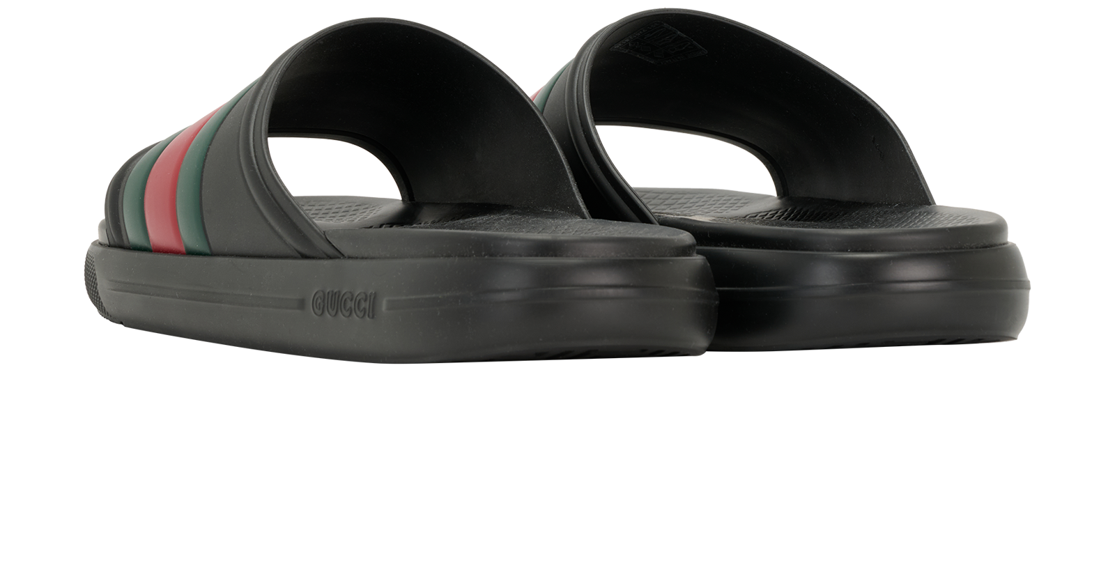 Gucci Web Slide Sandals, &pound;210, Shoes, Black, Rubber, Back view