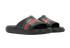 Gucci Web Slide Sandals, &pound;210, Shoes, Black, Rubber, Side view