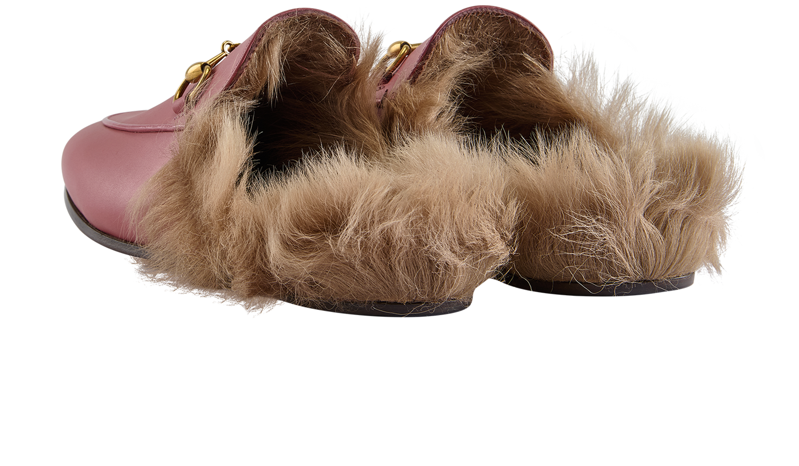 Gucci Princetown Mules, &pound;275, Shoes, Pink, Fur/Leather, Back view