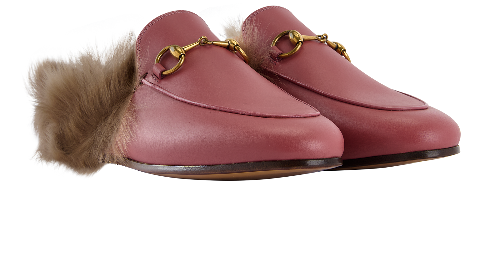 Gucci Princetown Mules, &pound;275, Shoes, Pink, Fur/Leather, Side view