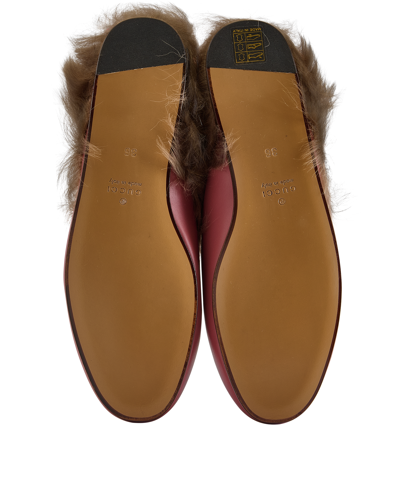 Gucci Princetown Mules, &pound;275, Shoes, Pink, Fur/Leather, Top view