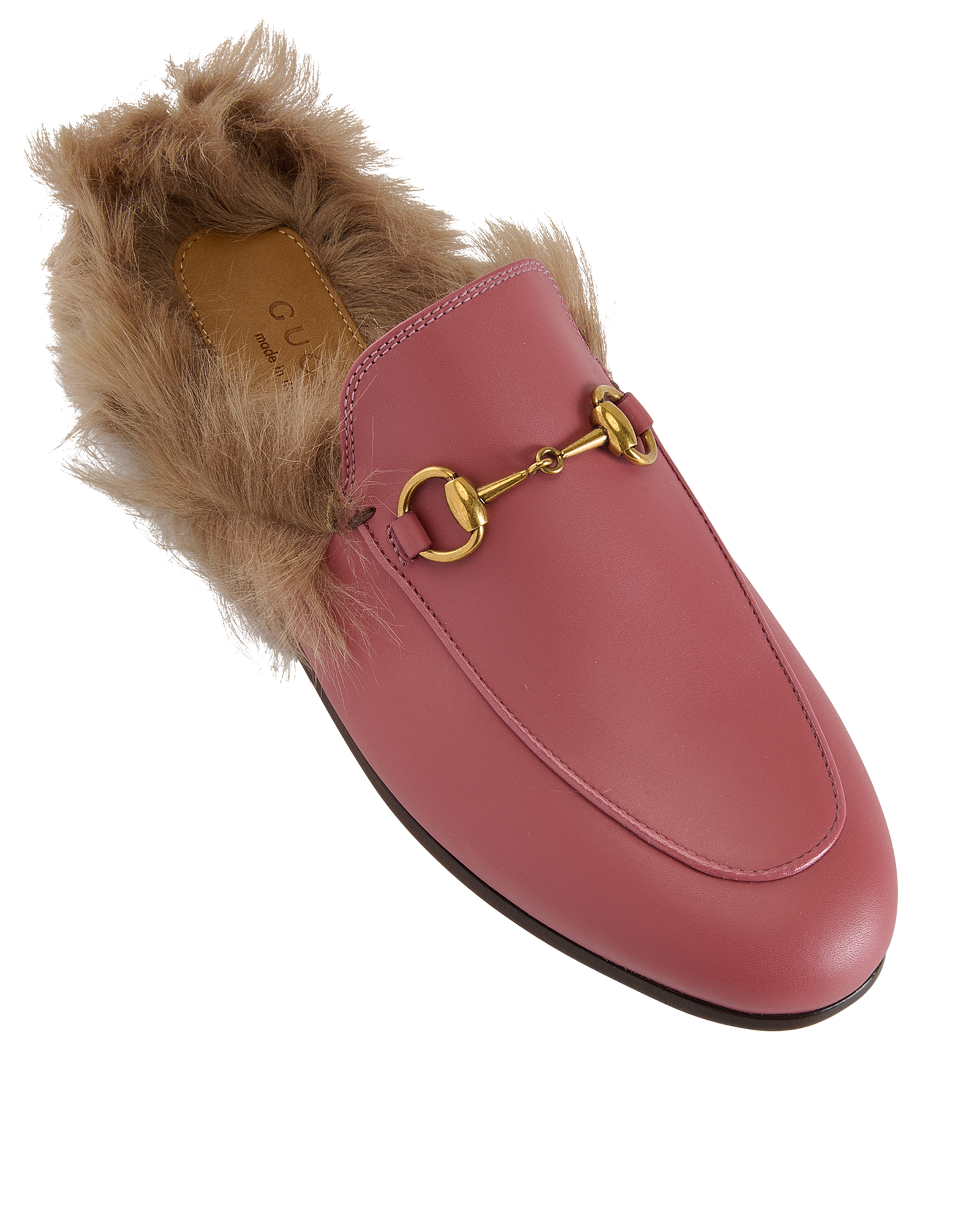 Gucci Princetown Mules, &pound;275, Shoes, Pink, Fur/Leather, Other view