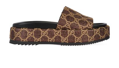 Gucci Angelina Logo Platform Slides, front view