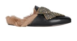 Gucci Princetown Crystals Bow Mules, Flats - Designer Exchange