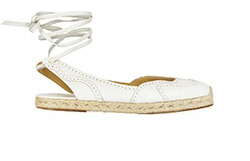Hermes Lace Up Espadrilles, Leather, White, 5, 2*