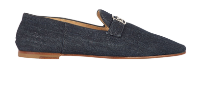 Hermes Denim Logo Loafers, front view