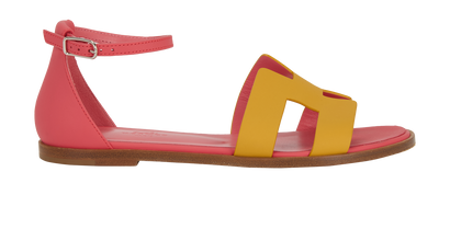 Hermes Santorini Sandals, &pound;395, Shoes, Pink/Yellow, Leather, Front view