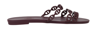 Hermes Rivage Sandals, &pound;210, Shoes, Burgundy, Leather, Front view