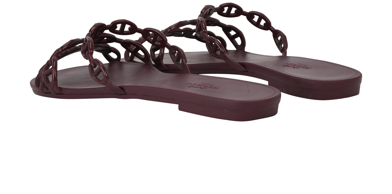 Hermes Rivage Sandals, &pound;210, Shoes, Burgundy, Leather, Back view