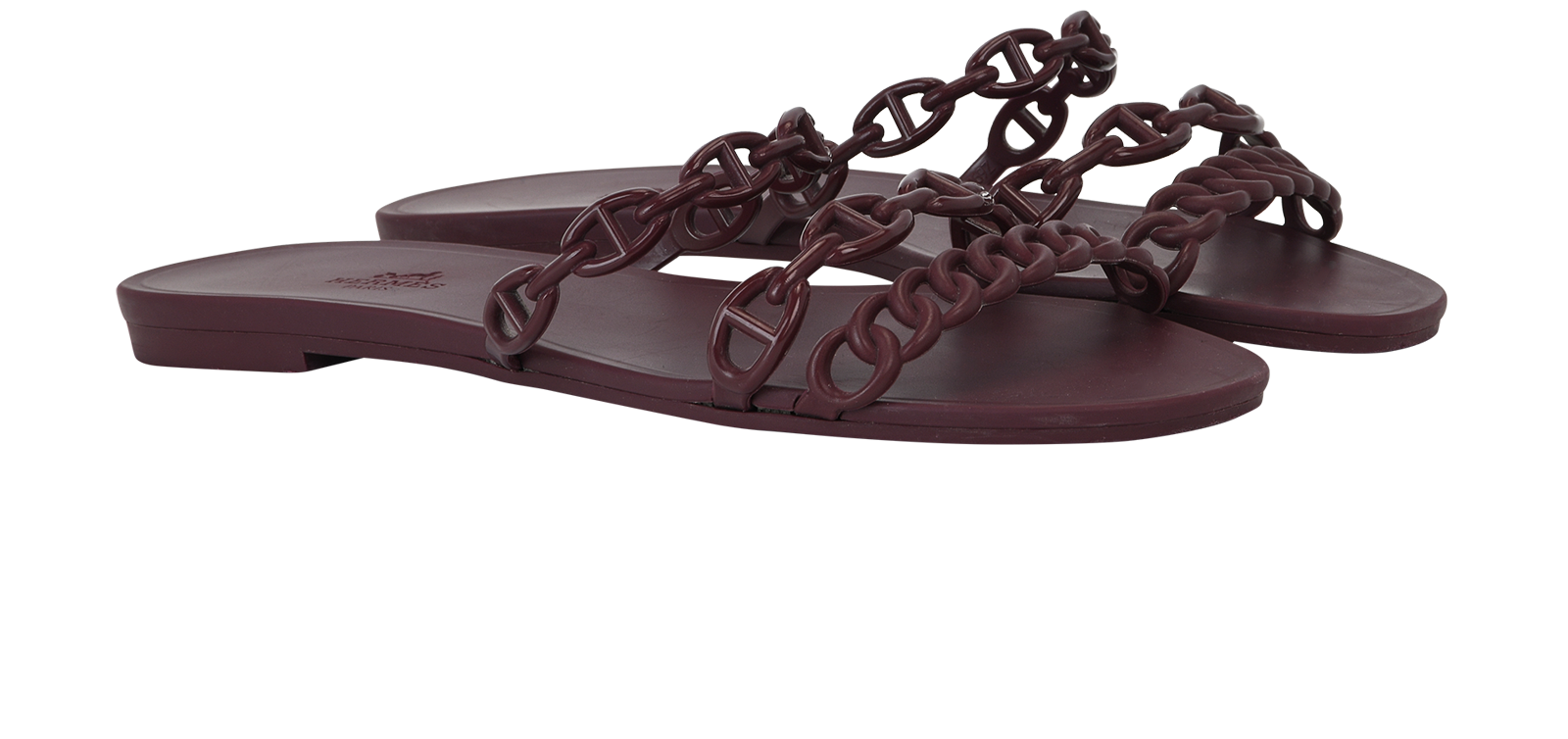 Hermes Rivage Sandals, &pound;210, Shoes, Burgundy, Leather, Side view