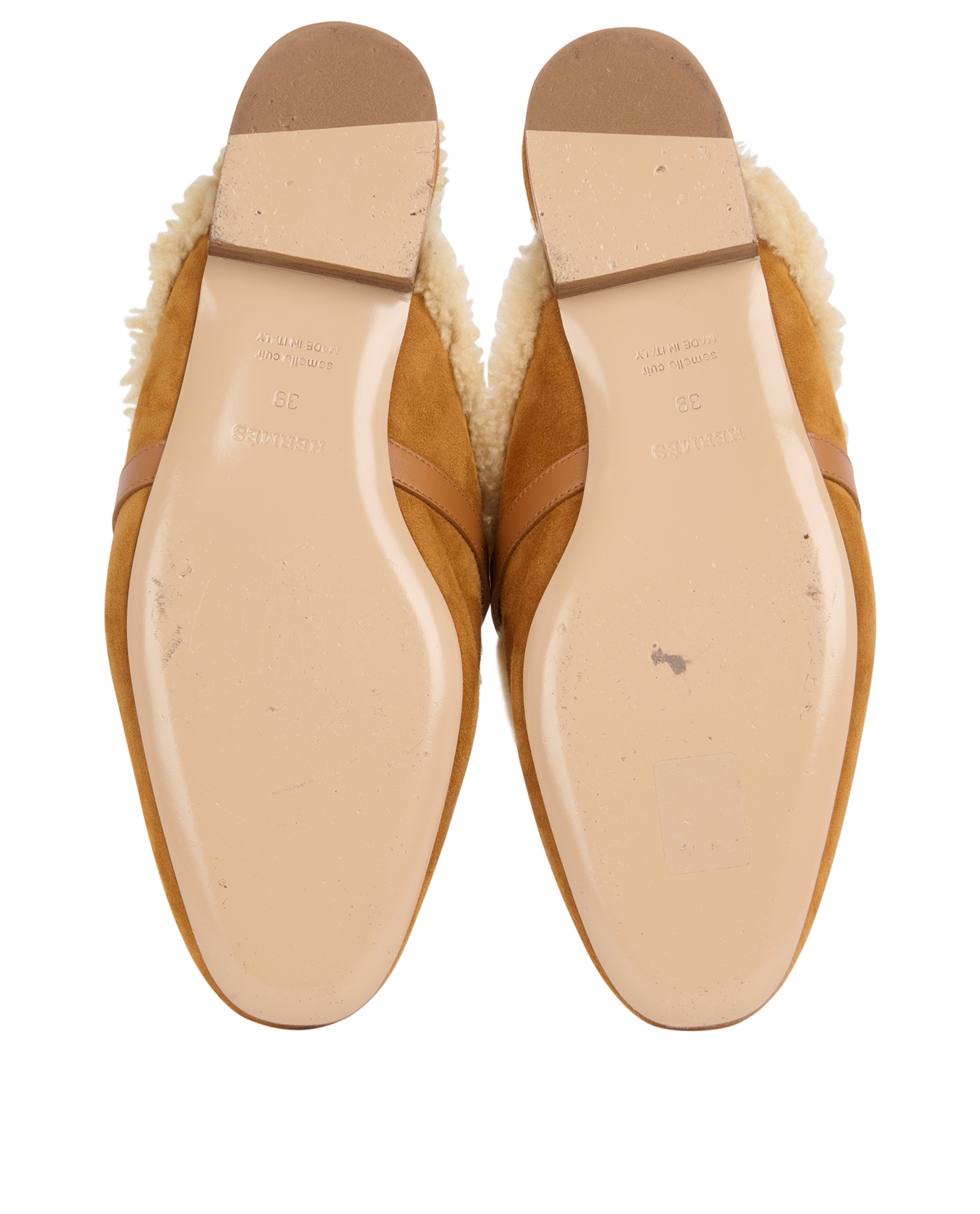 Hermes Oz Mules, &pound;650, Shoes, Beige, Shearling/Suede, Top view