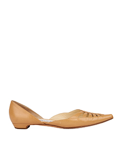 Jimmy Choo Open Foot/Pointed Toe Flats, Leather, Caramel, UK 4.5