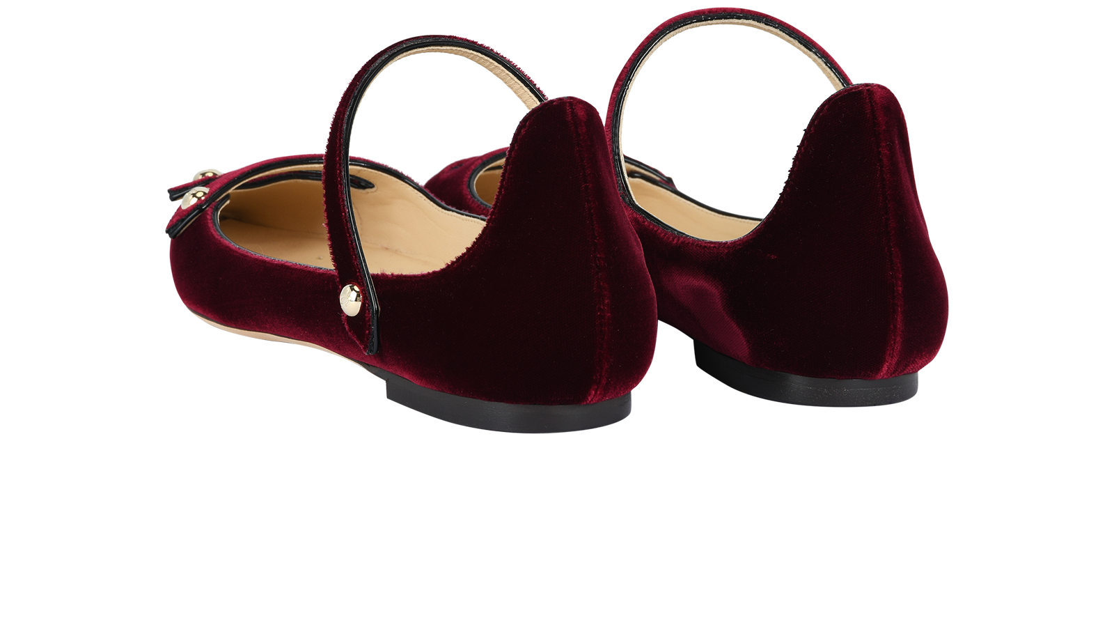 Jimmy Choo Layton Flats, &pound;180, Shoes, Burgundy, Velvet, Back view