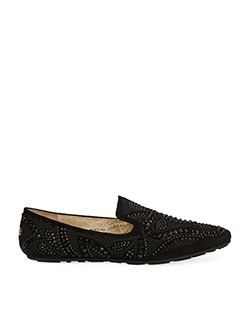 Jimmy Choo Suede Studded Loafers, Suede, Black, 6.5