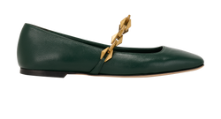 Jimmy Choo Diamond Tilda Flat, Leather, Green, UK4, DB/B, 3*