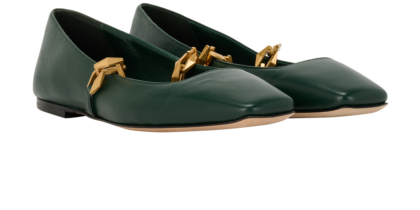 Jimmy Choo Diamond Tilda Flat, &pound;250, Shoes, Green, Leather, Side view