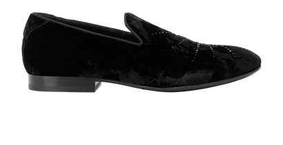Jimmy Choo Sloane Loafers, &pound;390, Shoes, Black, Velvet, Front view