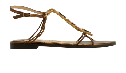 Jimmy Choo Flat Sandals, &pound;90, Shoes, Brown, Leather, Front view