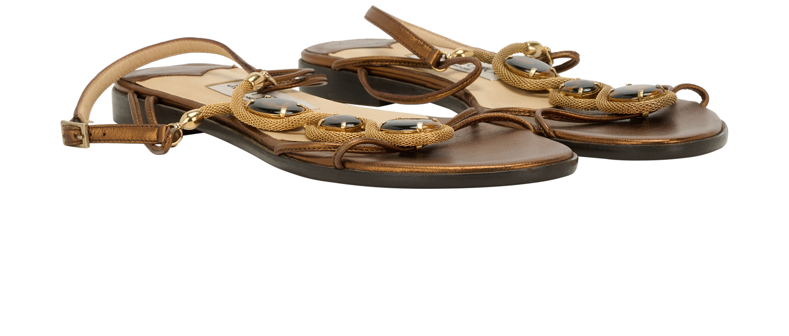 Jimmy Choo Flat Sandals, &pound;90, Shoes, Brown, Leather, Side view