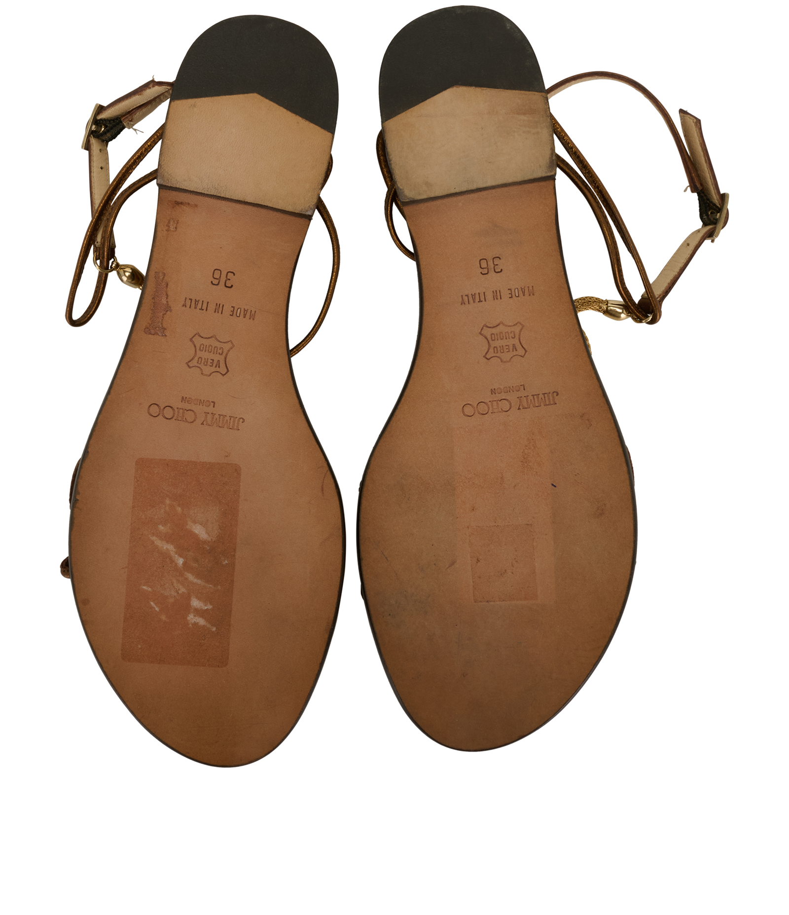 Jimmy Choo Flat Sandals, &pound;90, Shoes, Brown, Leather, Top view