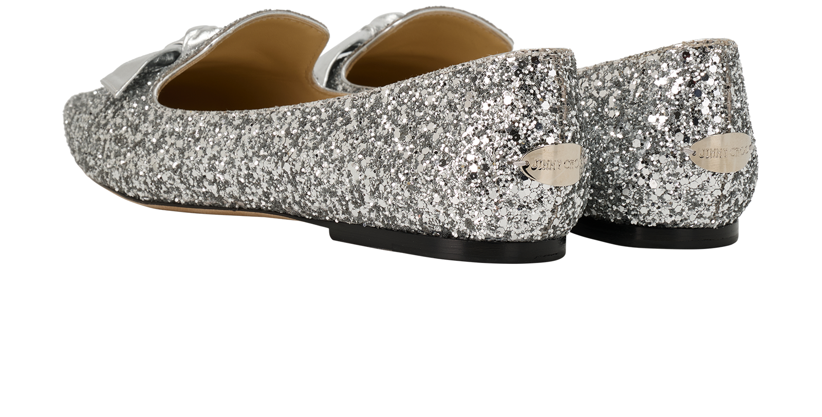 Jimmy Choo Gable Flats, &pound;175, Shoes, Silver, Leather, Back view