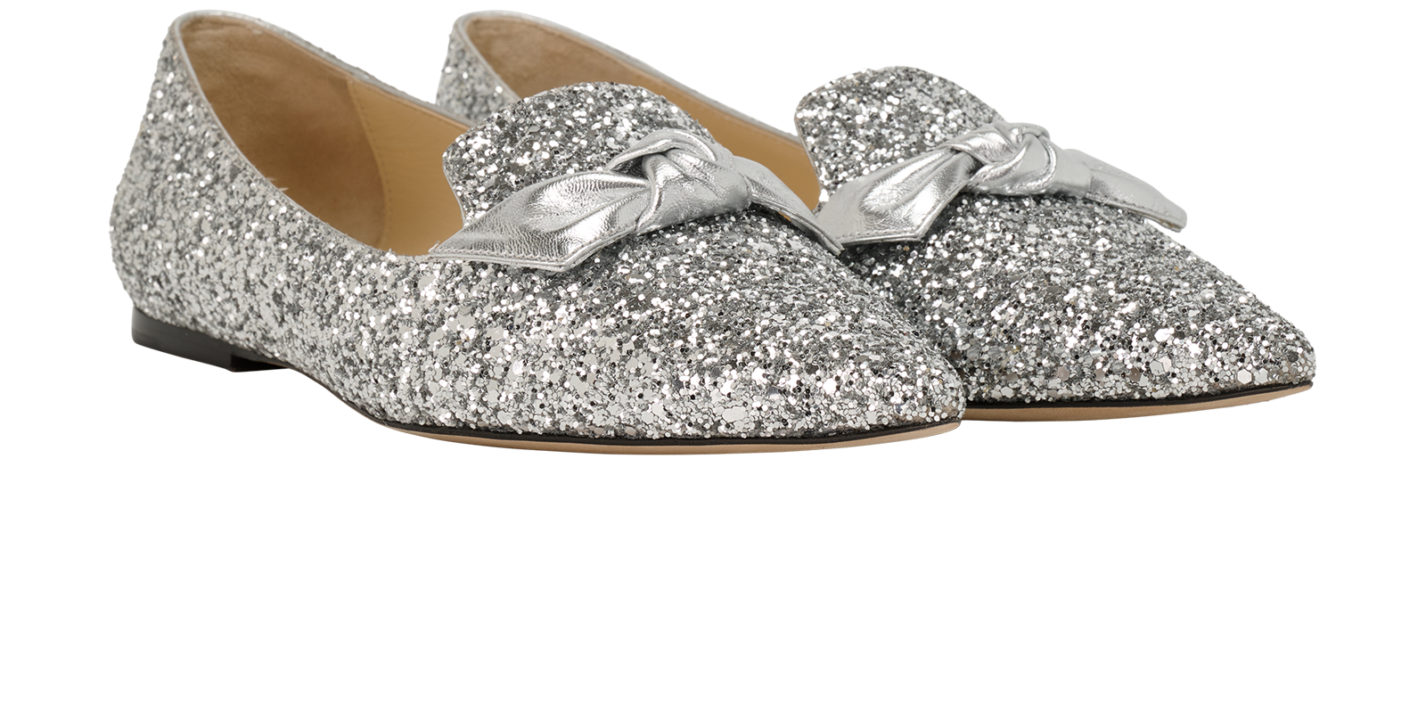 Jimmy Choo Gable Flats, &pound;175, Shoes, Silver, Leather, Side view